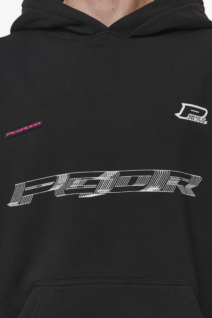 Pegador Iron Boxy Hoodie Washed Black Riesige Ersparnisse