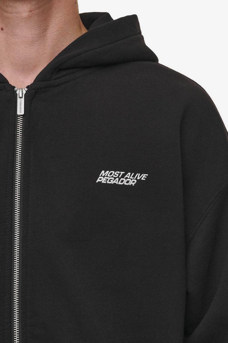 Pegador Clayton Oversized Sweat Jacket Washed Black Zeitbegrenzte Promotion
