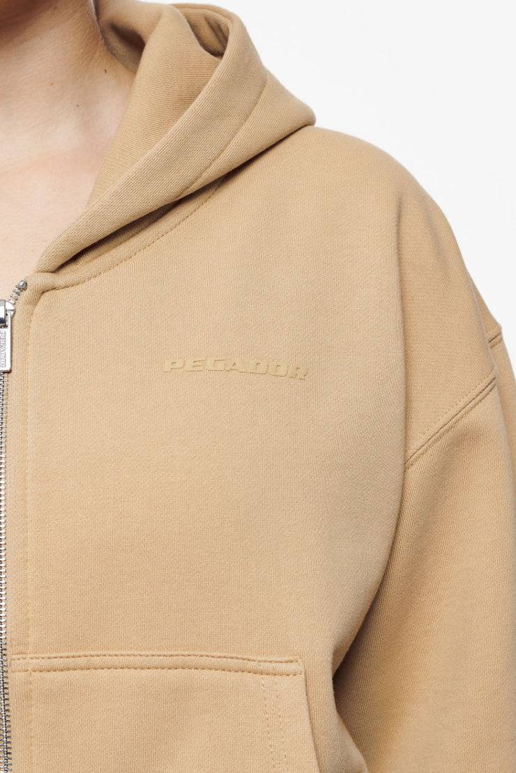 Pegador Valinda Cropped Zip Hoodie Vintage Washed Espresso Gum Vierteljährliche Förderung