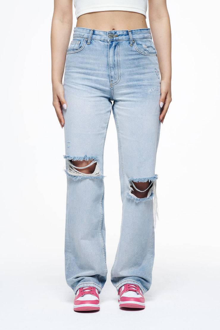 Pegador Soliera Distressed Wide Jeans Light Blue 50% Rabatt mit kostenlosem Versand