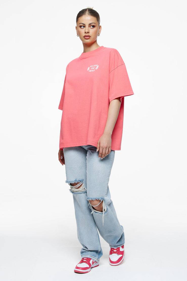 Pegador Roma Heavy Oversized Tee Vintage Washed Strawberry Outlet