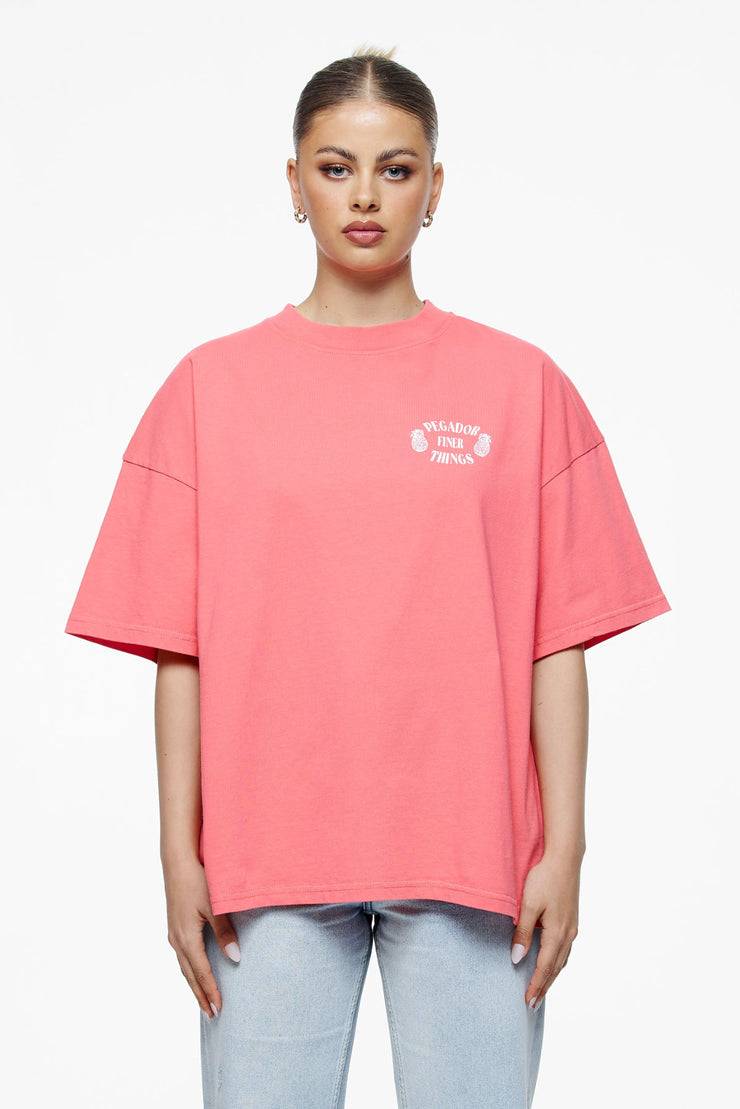 Pegador Roma Heavy Oversized Tee Vintage Washed Strawberry Outlet