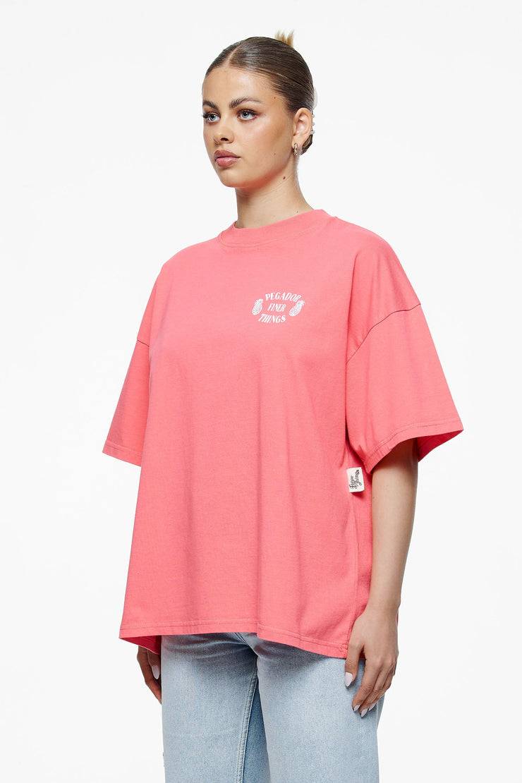 Pegador Roma Heavy Oversized Tee Vintage Washed Strawberry Outlet