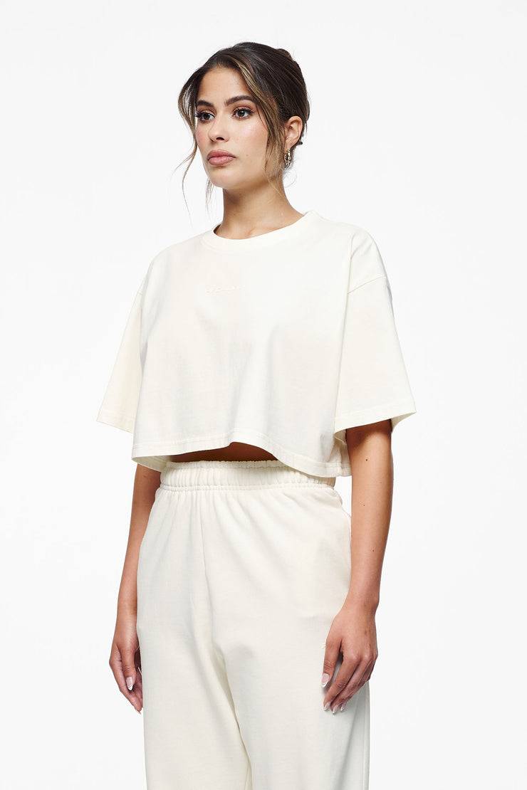 Pegador Layla Oversized Cropped Tee Vintage Washed Unbleached Gum im Angebot