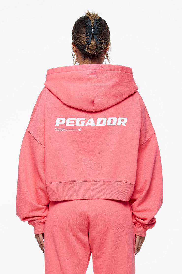 Pegador Culla Logo Oversized Cropped Hoodie Vintage Washed Strawberry Kostenloser Versand