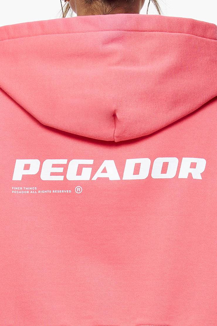 Pegador Culla Logo Oversized Cropped Hoodie Vintage Washed Strawberry Kostenloser Versand