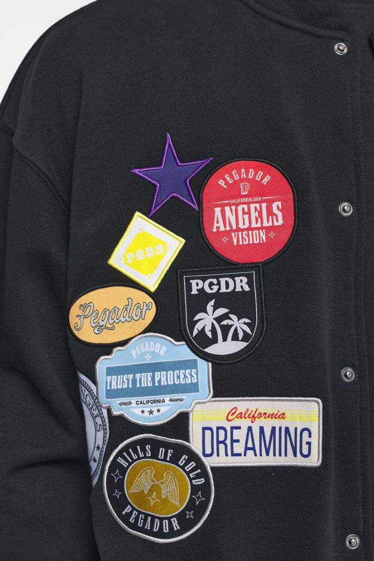 Pegador Whitney Varsity Jacket Washed Black Ink Black VIP-Rabatte