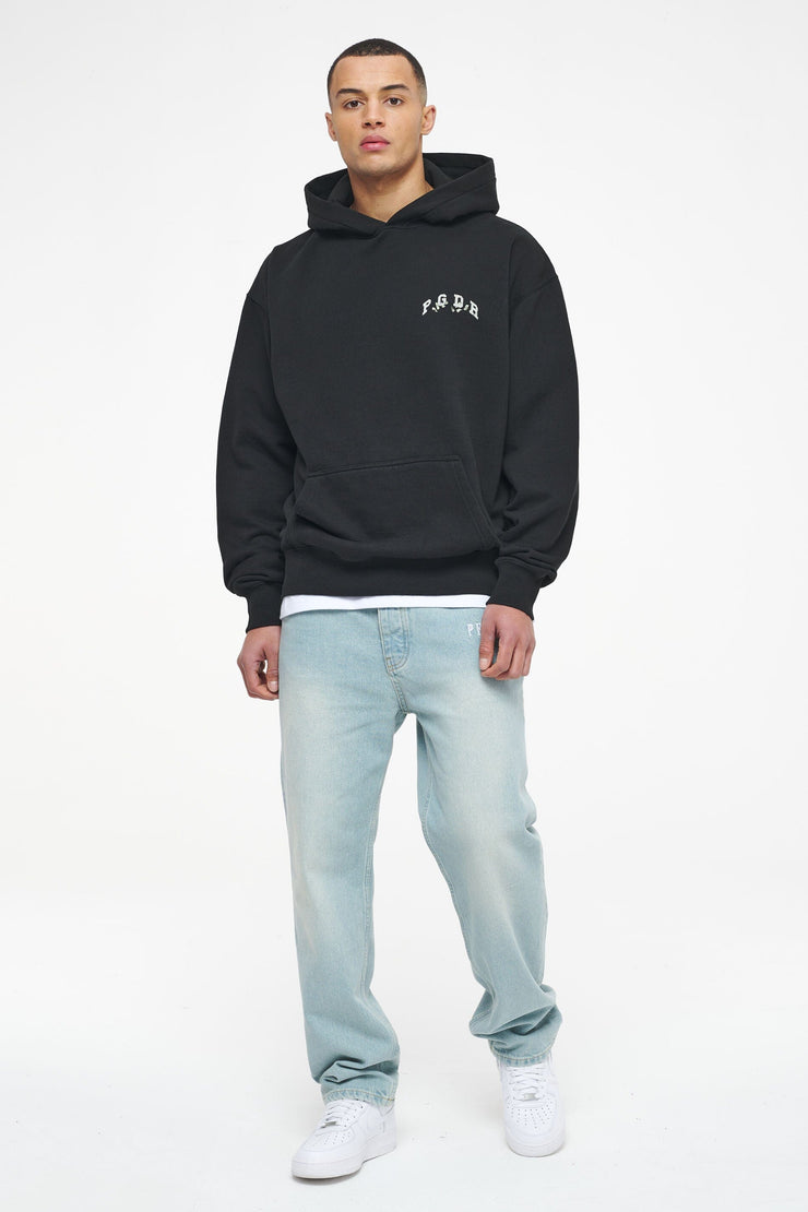 Pegador Reid Oversized Hoodie Vintage Washed Black Ink Kostenlose Rückgabe