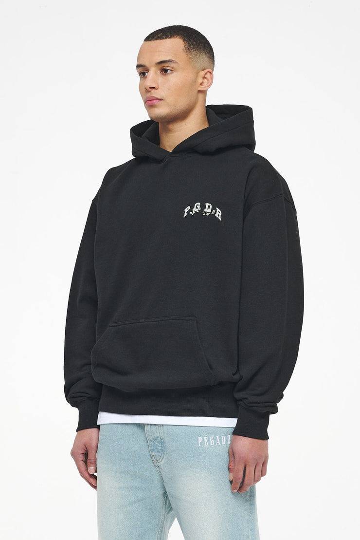 Pegador Reid Oversized Hoodie Vintage Washed Black Ink Kostenlose Rückgabe