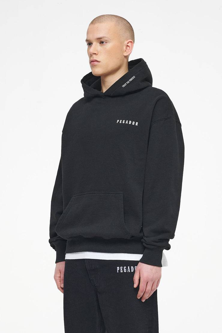 Pegador Dinmont Oversized Hoodie Vintage Washed Black Ink Neueste Stile