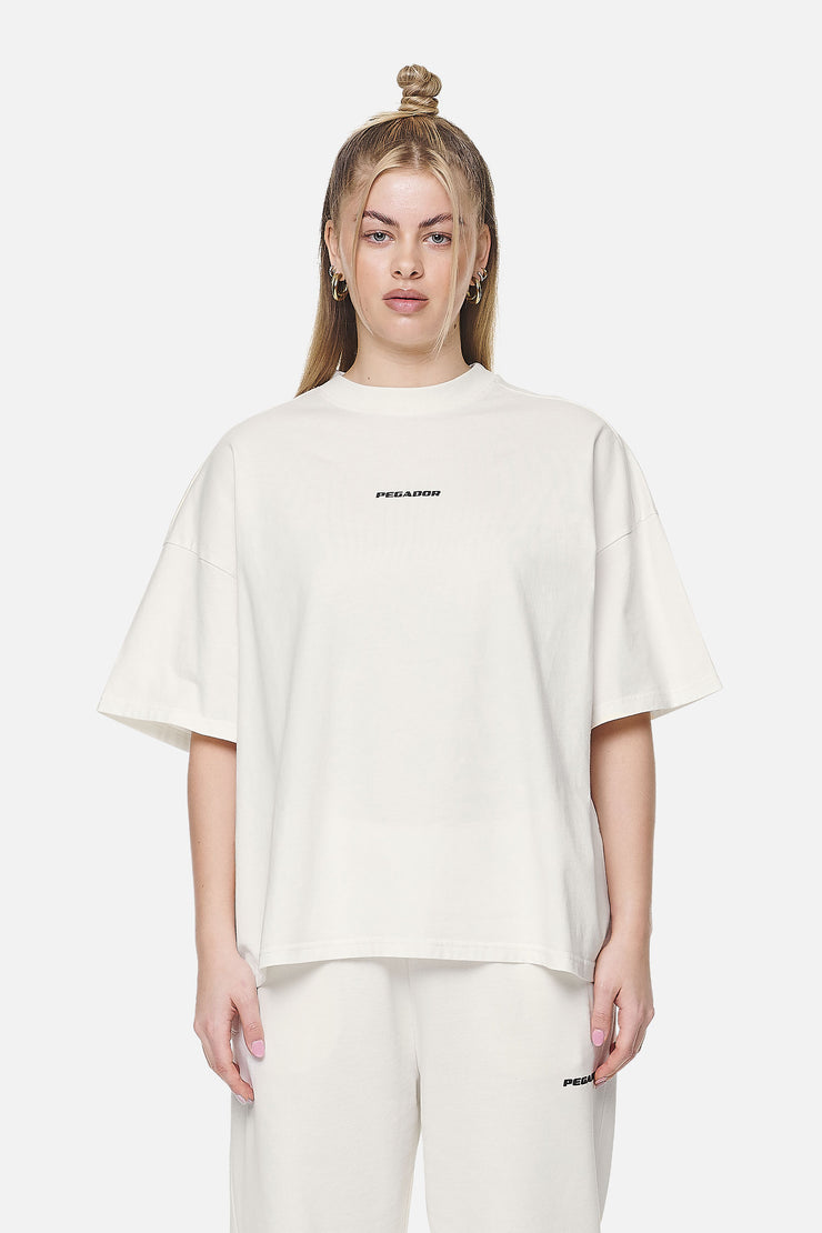 Pegador Arendal Logo Heavy Oversized Tee Washed Coconut Milk Black Online