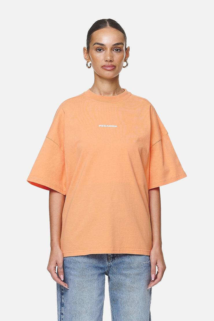 Pegador Arendal Logo Heavy Oversized Tee Washed Apricot White Outlet