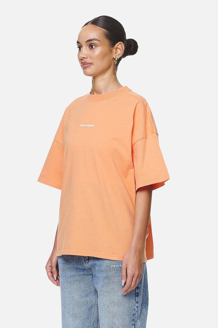 Pegador Arendal Logo Heavy Oversized Tee Washed Apricot White Outlet