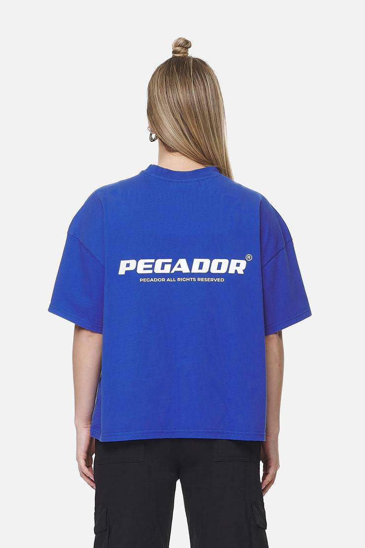 Pegador Arendal Logo Heavy Oversized Tee Washed True Blue White Auslauf