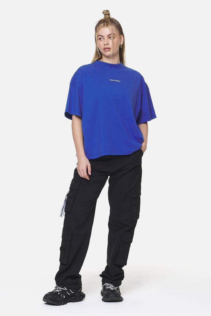 Pegador Arendal Logo Heavy Oversized Tee Washed True Blue White Auslauf