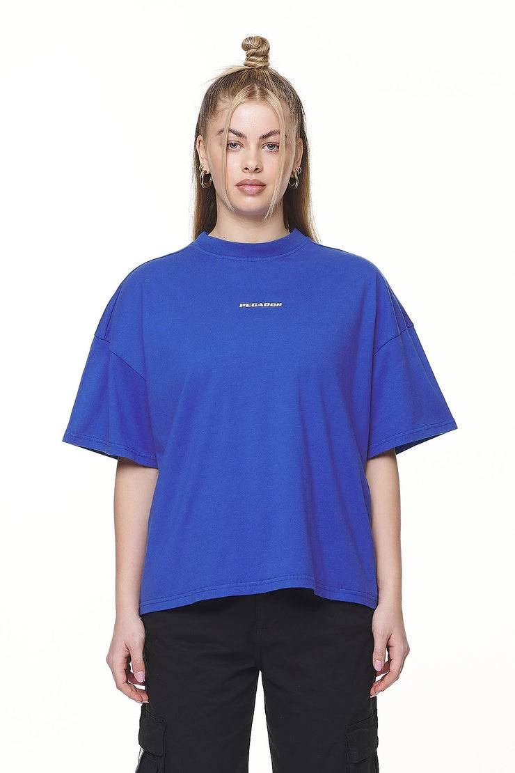 Pegador Arendal Logo Heavy Oversized Tee Washed True Blue White Auslauf