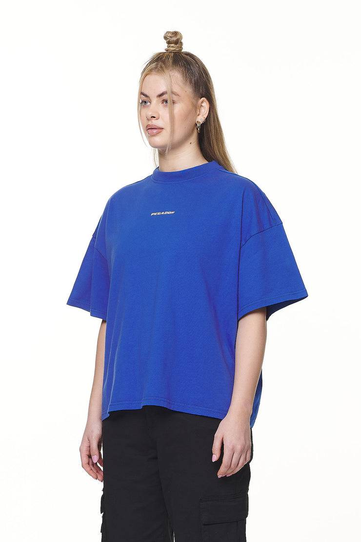 Pegador Arendal Logo Heavy Oversized Tee Washed True Blue White Auslauf