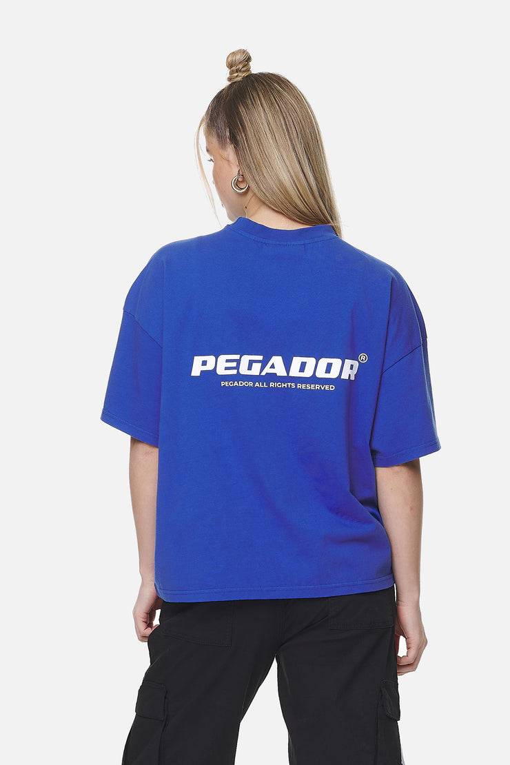 Pegador Arendal Logo Heavy Oversized Tee Washed True Blue White Auslauf