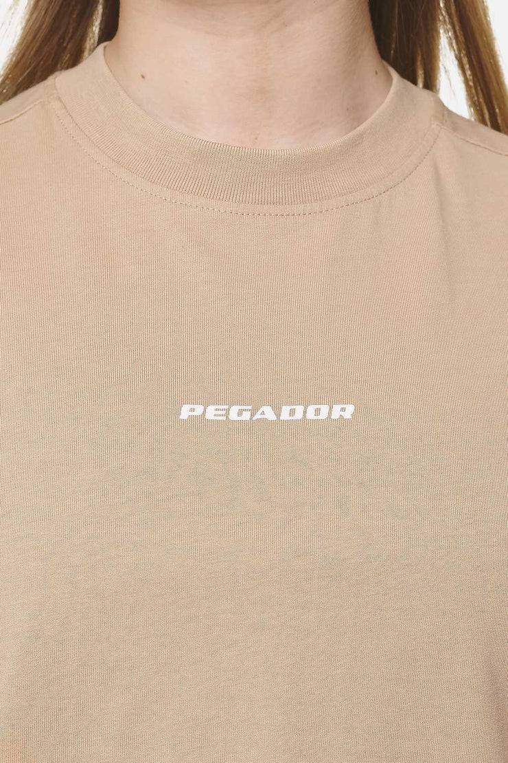 Pegador Arendal Logo Heavy Oversized Tee Washed Safari Sand White Verkauf