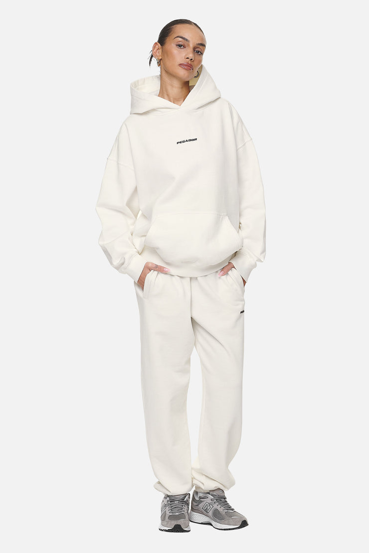 Pegador Atna Logo Oversized Hoodie Washed Coconut Milk Black Hotsell