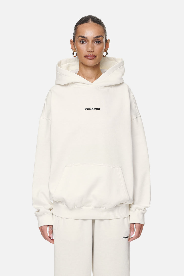 Pegador Atna Logo Oversized Hoodie Washed Coconut Milk Black Hotsell