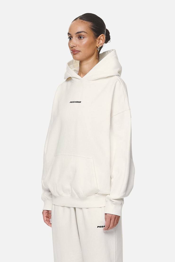 Pegador Atna Logo Oversized Hoodie Washed Coconut Milk Black Hotsell