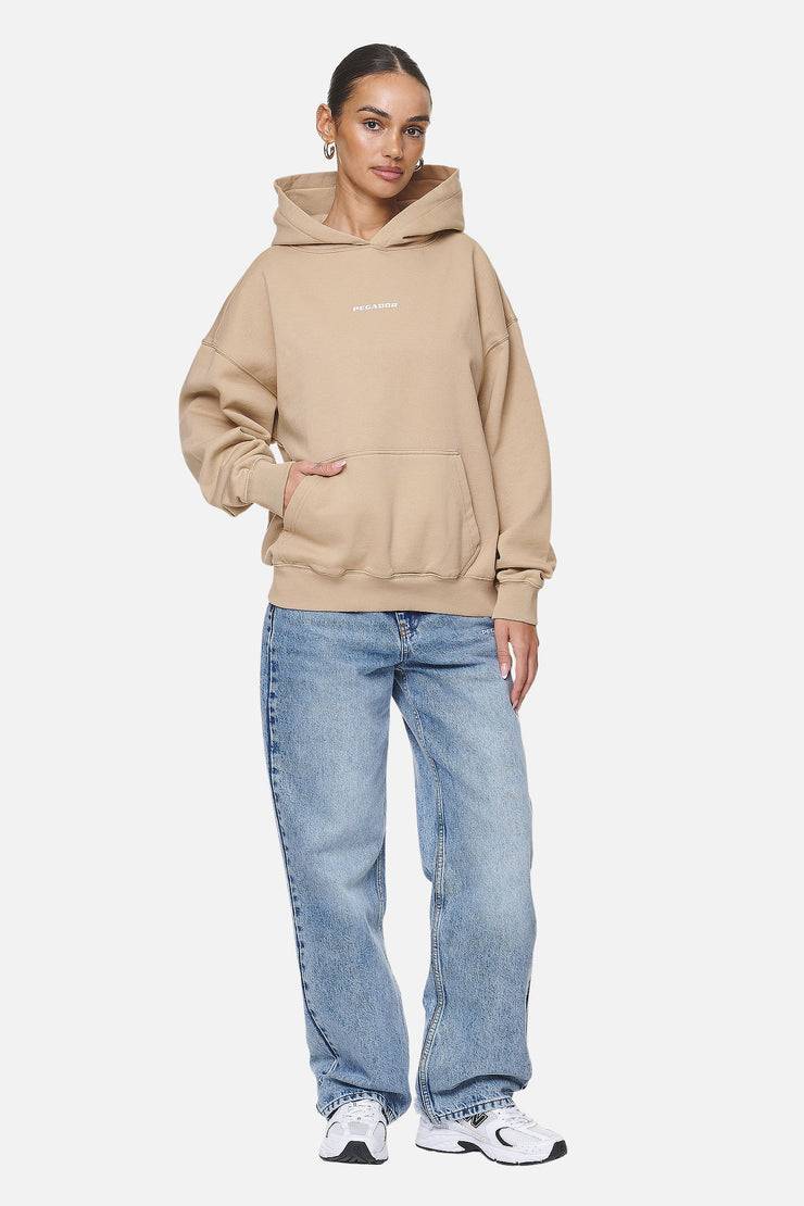 Pegador Atna Logo Oversized Hoodie Washed Safari Sand White im Angebot