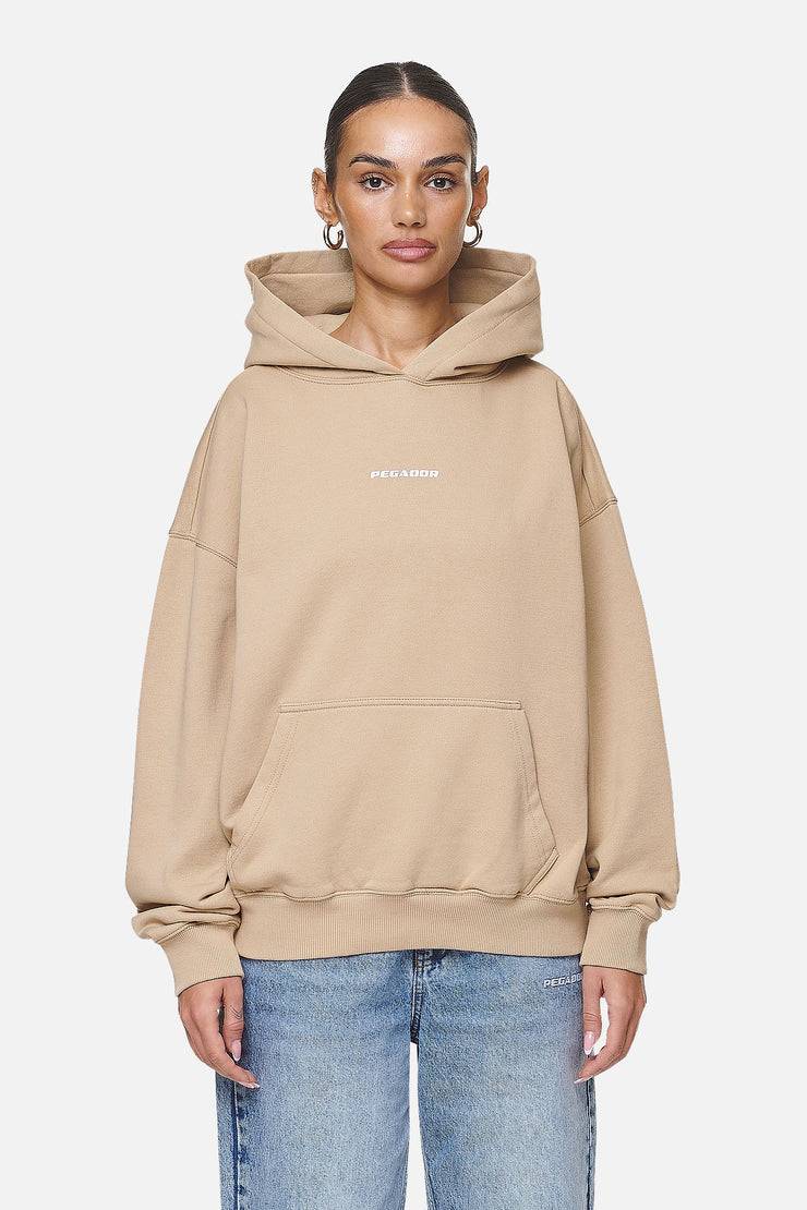 Pegador Atna Logo Oversized Hoodie Washed Safari Sand White im Angebot