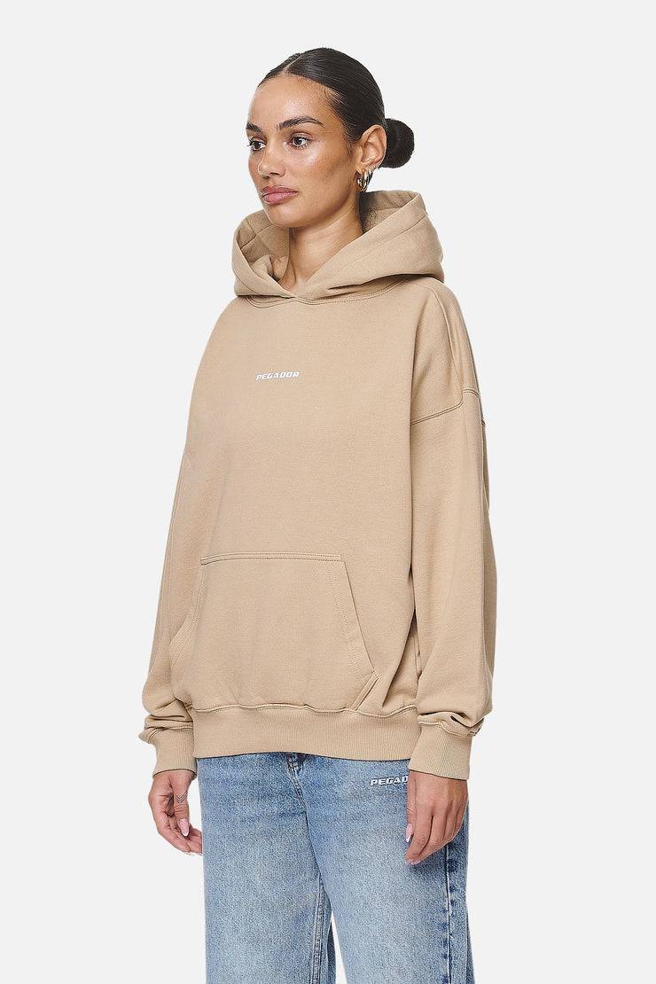Pegador Atna Logo Oversized Hoodie Washed Safari Sand White im Angebot