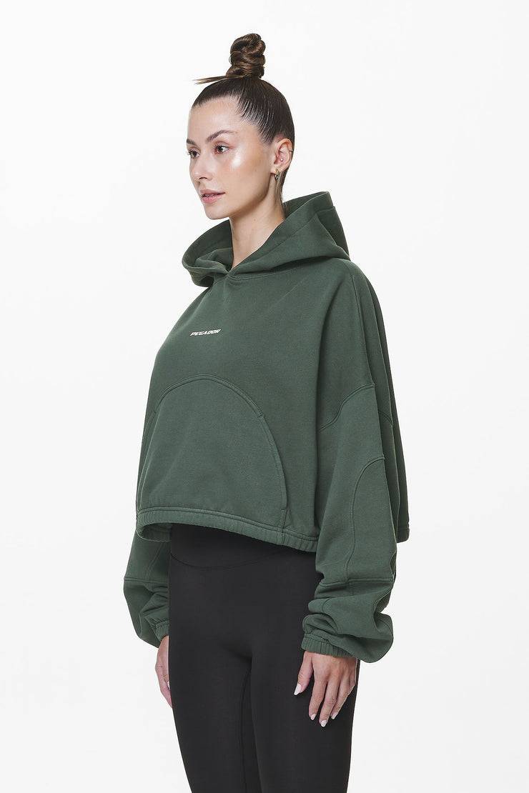 Pegador Skei Logo Oversized Cropped Hoodie Washed Sage Green Saisonschlussverkauf