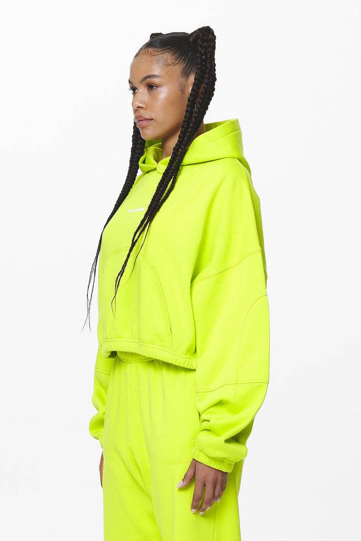 Pegador Skei Logo Oversized Cropped Hoodie Washed Lime Yellow Black Friday