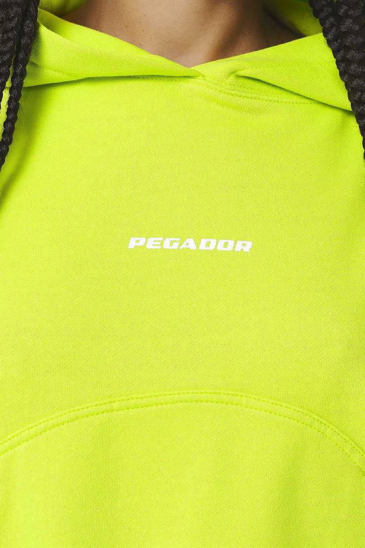 Pegador Skei Logo Oversized Cropped Hoodie Washed Lime Yellow Black Friday
