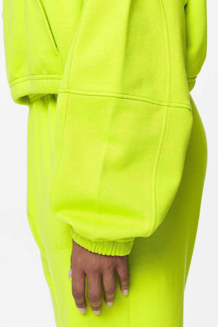 Pegador Skei Logo Oversized Cropped Hoodie Washed Lime Yellow Black Friday