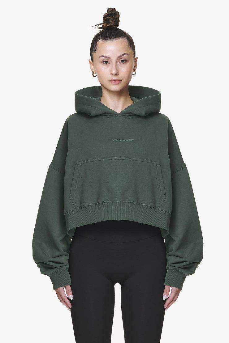 Pegador Salita Oversized Cropped Hoodie Washed Sage Green Gum Weihnachtsangebot