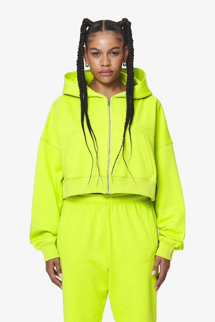 Pegador Marla Cropped Zip Hoodie Washed Lime Yellow Gum Exklusive Angebote