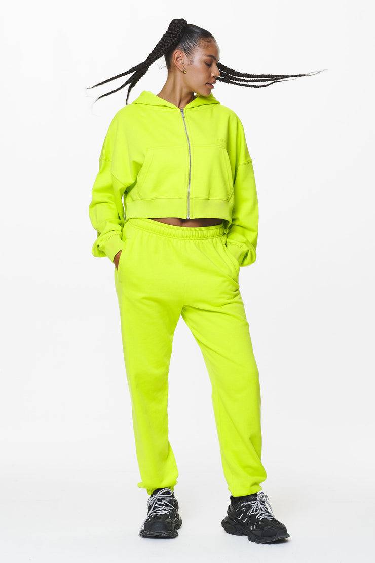 Pegador Marla Cropped Zip Hoodie Washed Lime Yellow Gum Exklusive Angebote