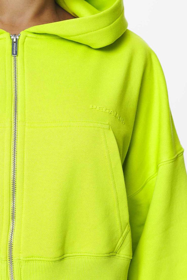 Pegador Marla Cropped Zip Hoodie Washed Lime Yellow Gum Exklusive Angebote