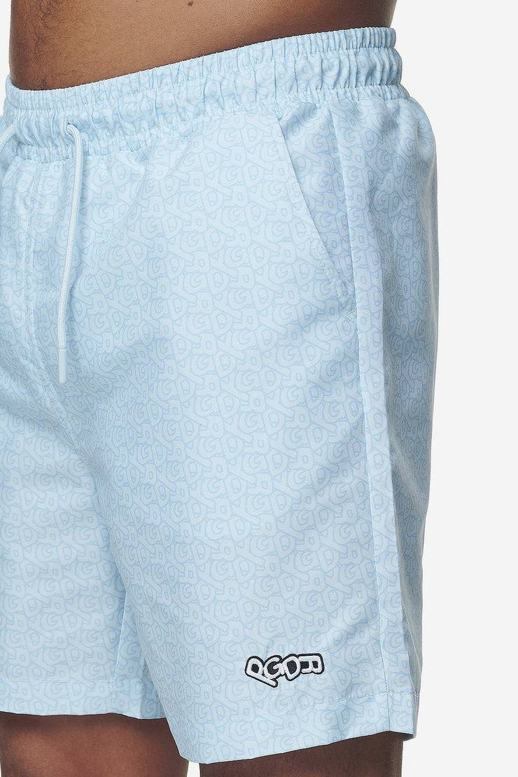 Pegador Kempton Monogram Swim Shorts Baby Blue Nur für heute