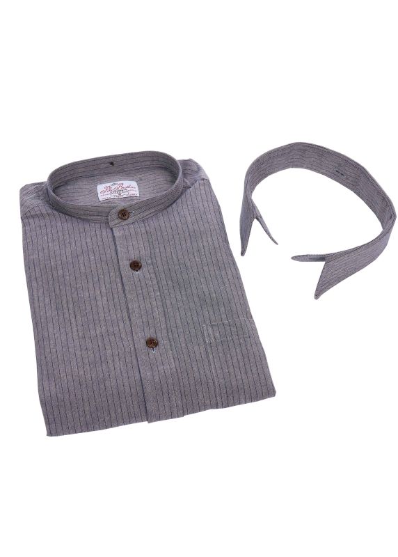 Pike Brothers 1923 Buccanoy Collar grey striped Sonderangebote