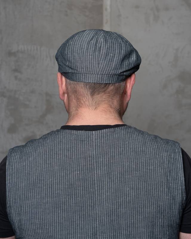Pike Brothers 1928 Newsboy Cap grey striped linen Riesige Ersparnisse