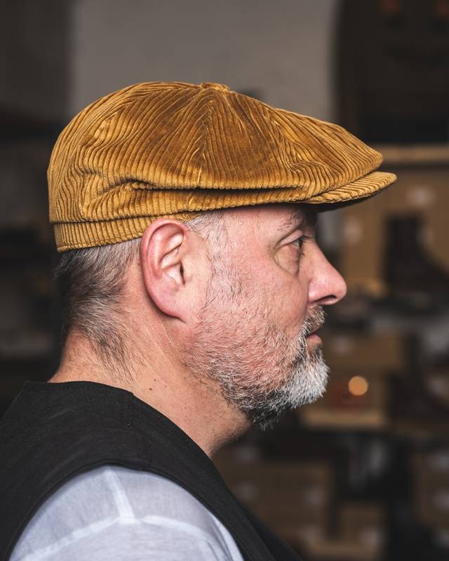 Pike Brothers 1928 Newsboy Cap goliath cord mustard Limitierter Zeitrabatt
