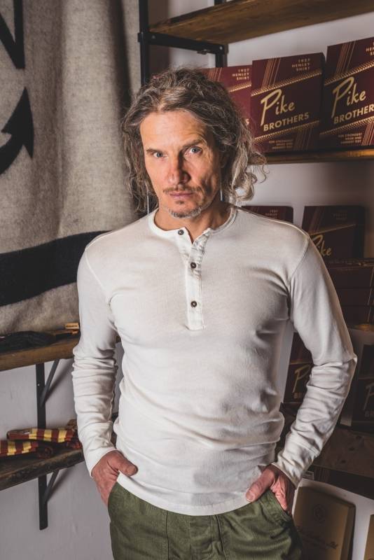Pike Brothers 1927 Henley Shirt long sleeve ecru im Angebot