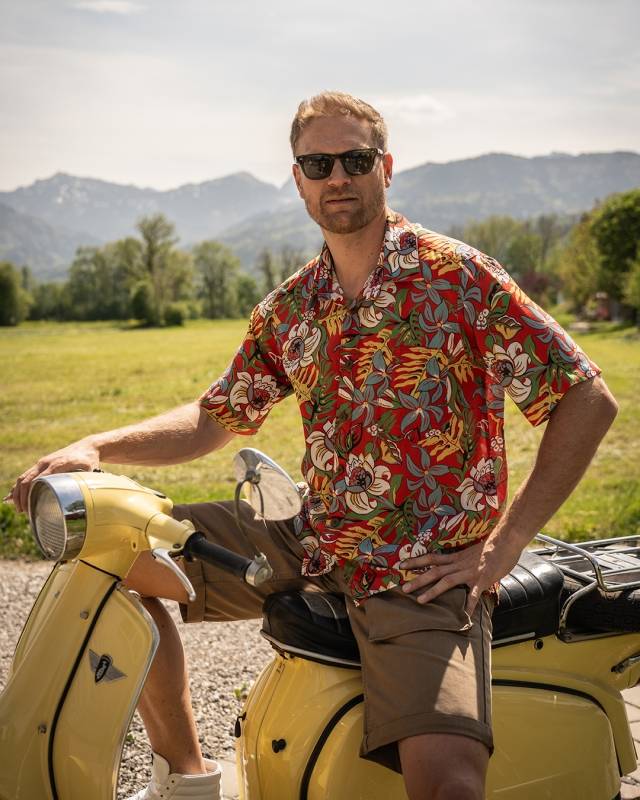 Pike Brothers 1937 Roamer Shirt short sleeve Naupaka red Auslauf