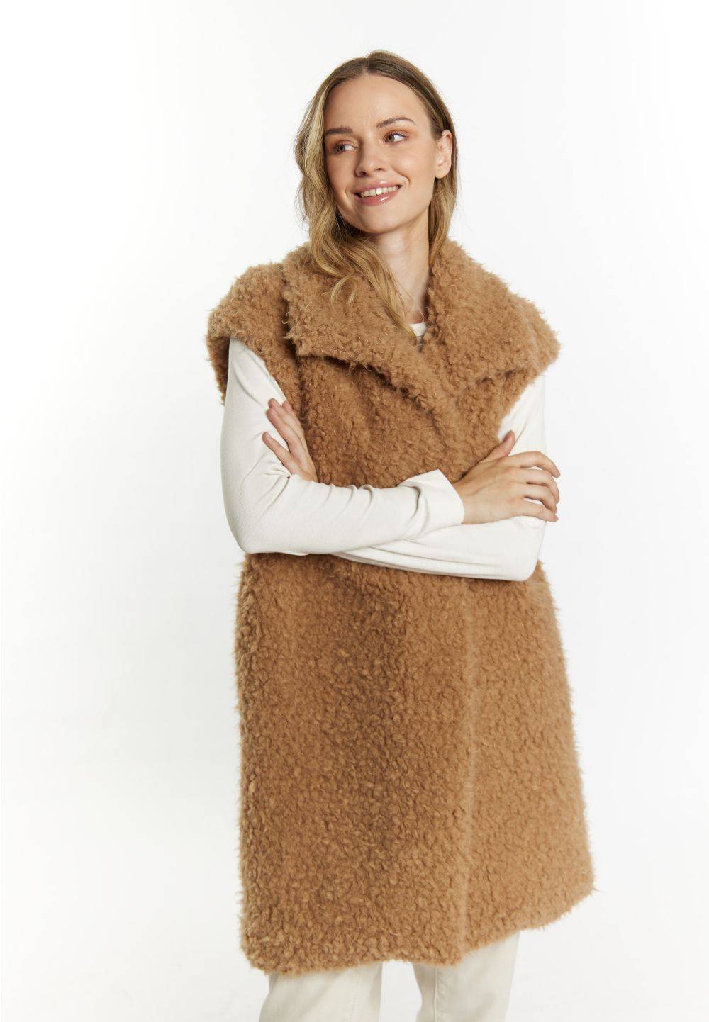 Schmuddelwedda DreiMaster Vintage Lange Weste aus Fellimitat im Angebot