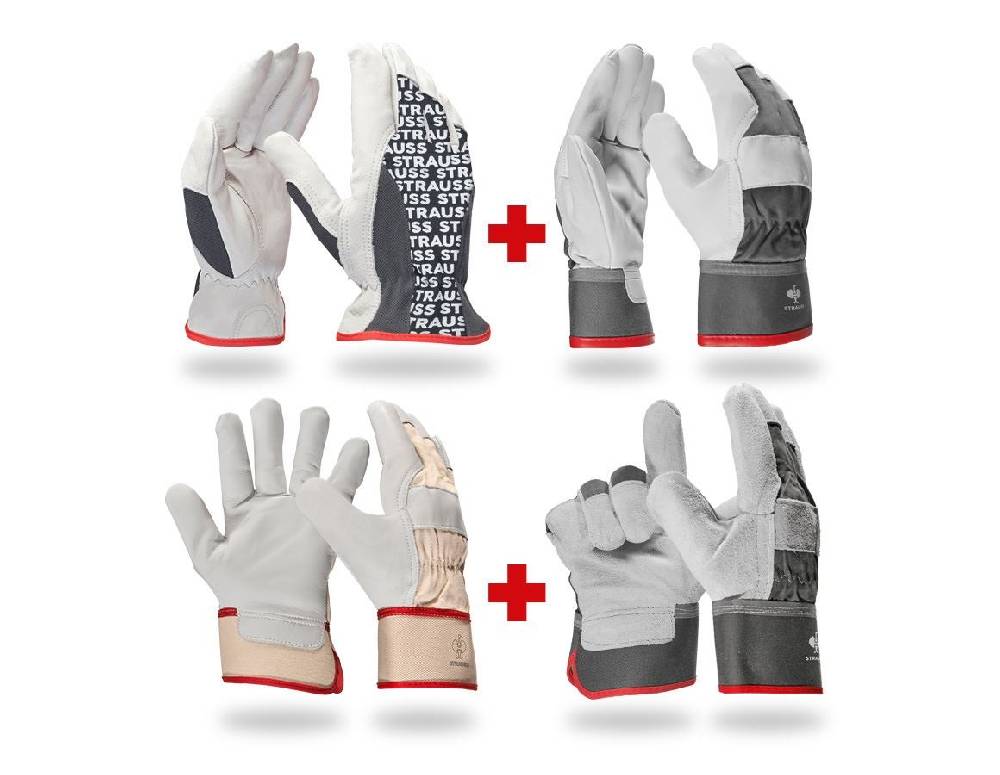 Strauss Handschuh- Profi Set Leder Kauf eins, bekomm eins gratis